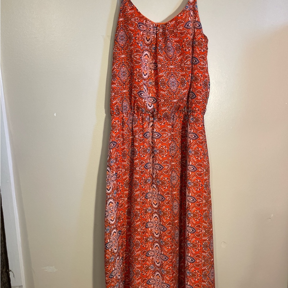 Olive & Oak Vibrant Red Paisley Maxi Dress